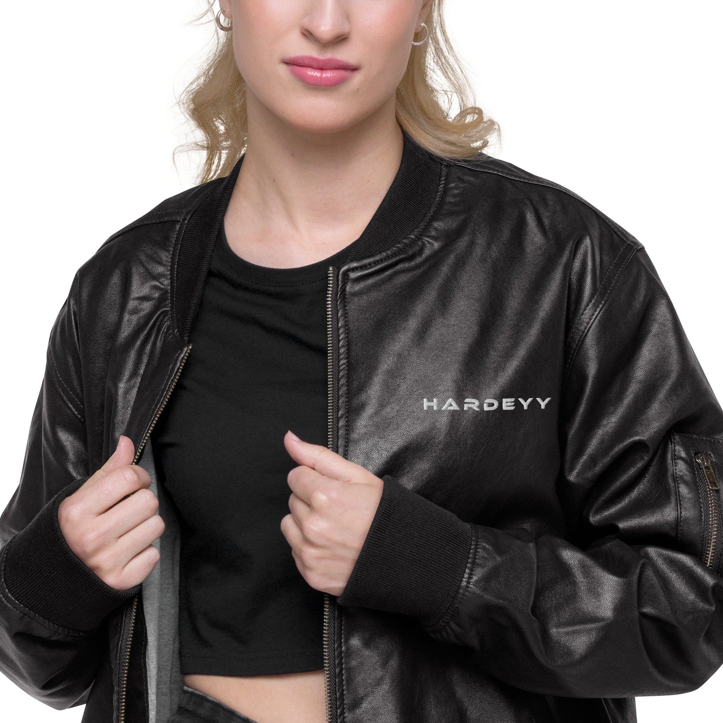 Veste Bomber en cuir Hardeyy™ Pour Femmes