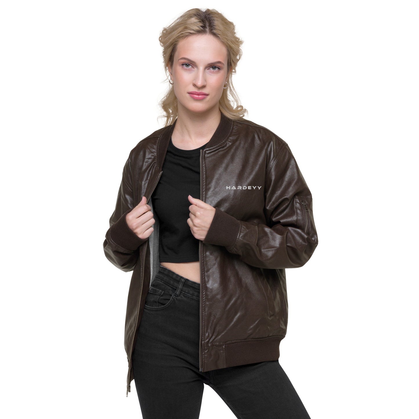 Veste Bomber en cuir Hardeyy™ Pour Femmes