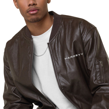 Veste Bomber en cuir Hardeyy™ Pour Hommes