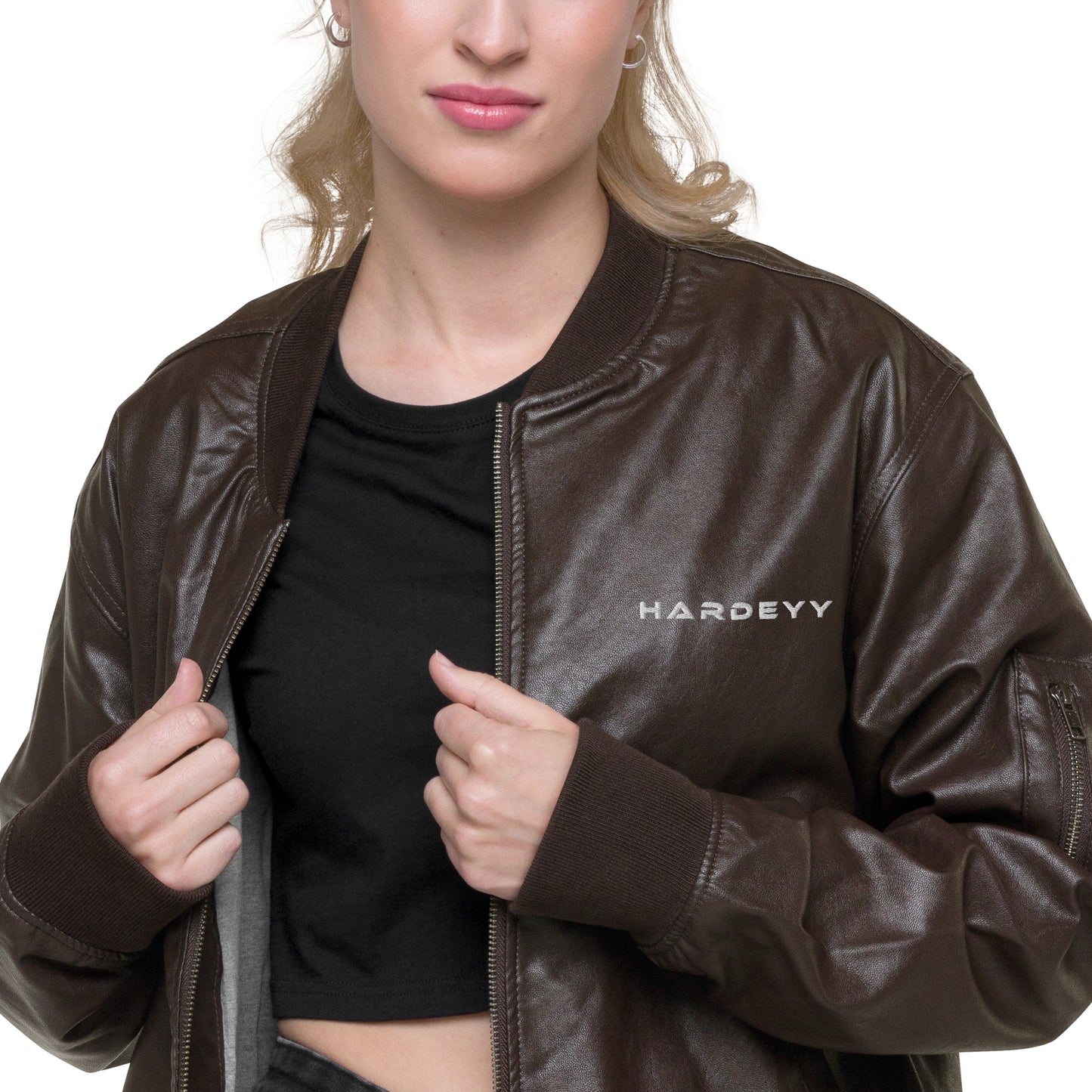 Veste Bomber en cuir Hardeyy™ Pour Femmes